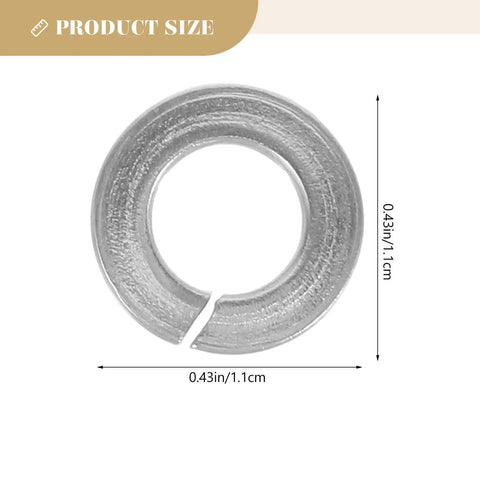 100 Piece Stainless Steel Spring Lock Washers 1/4 Inch Split Lock Washers Heavy Duty Hardware Set for Bolts and Screws showing size 0.43 inch.