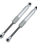 Heavy Duty Gas Struts 2 Pack 8 Inch 55 Lb Lift Supports Silver Tone with gray ends for RVs and toolboxes.
