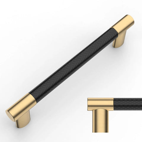 10 Pack Matte Black And Gold Knurled Cabinet Pulls 5 Inch Center To Center For Cabinets Drawers Wardrobes Durable Aluminum Alloy Construction