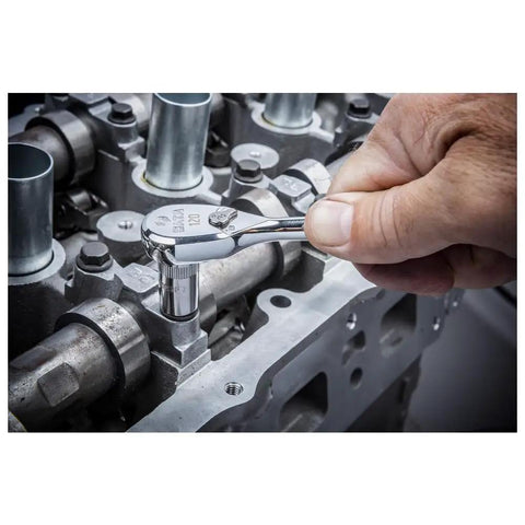 Using Pro Grade Three Piece Ratchet Set With 1-4 Inch, 3-8 Inch And 1-2 Inch Drives, 120-Position 60-Tooth Teardrop Head on engine