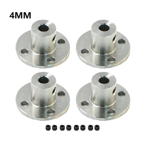 Heavy Duty 4 Pack Flange Coupling Kit Precision Motor Shaft Connector Quick Swap Stepper Mount Adapter with 4MM shafts, sturdy iron.