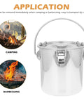 Stainless Steel Airtight Bucket With Cover For Beverages Camping And Beer Chilling Portable Sealed Metal Cooler Bin shown in use.