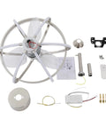 Ceiling Fan with Light and Handheld Controller, 3 Color Temperatures, 6 parts and components including blades and controller.