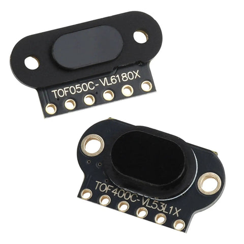 Time Of Flight Distance Sensor Module For VL6180 And VL53L1X IIC Output, close-up of two sensors with labels visible.