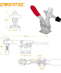 Beefy 225D Quick Release Toggle Clamp Set For T Track 500 Lb Holding Capacity With Mounting Plate diagram and specifications