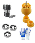 Premium PVC Pipe Threader Set With Ergonomic Handle For Home Plumbing And Garden Irrigation Projects. Includes die heads and gloves.