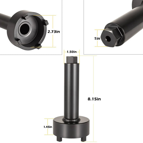 Bearing carrier retainer wrench tool in black steel for Mercury Mercruiser Alpha One/TRS outdrives; front view.