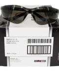 Boss Level Wraparound Safety Glasses Using Smoke Polycarbonate Lenses For Superior Defense Against Harsh Impact And Full Uv Shielding Ansi Approved Tough Work Gear For The Daily Grind Job Site Staple 12 Pack on a box.