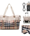 Khaki large capacity travel tote bag with dry wet separation for under seat carry on gym ready luggage duffel with waterproof nylon.