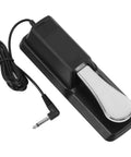 Universal Sustain Pedal For Digital Pianos And MIDI Keyboards With Quarter Inch Jack And Polarity Switch Plug And Play Ready, black case.