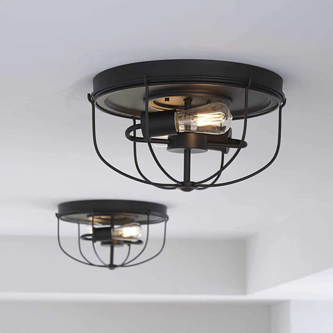 Two Light Flush Mount Ceiling Light From Medal Collection Coastal Blue Finish Transitional Industrial Style Close To Ceiling Fixture Damp Rated 14.5 Inches Wide 7.88 Inches High Dope Modern Home Lighting
