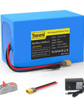 Power-Packed 12.8V LiFePO4 Battery Pack With Built-In 15A BMS 9Ah Capacity 14.6V 2A Fast Charger XT60 Connector in blue casing