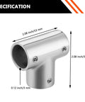Mirror polished 316 stainless steel handrail tee connector 90 degree for 1 inch OD tubing with dimensions shown, marine grade