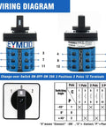 Wiring diagram for Beefy Rotary Changeover Switch 20A 2 Way 3NO 3NC 660V Three Phase 12 Terminals On Off On Latching Universal Selector Switch