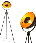 Industrial Tripod LED Floor Lamp Dope Lighting with vintage bowl shade showing black metal tripod and E26 base in close-up.
