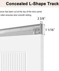 Concealed L-shape track of 36x84 Concealed Barn Door With Soft Close Hardware Kit, highlighting smooth sliding mechanism.