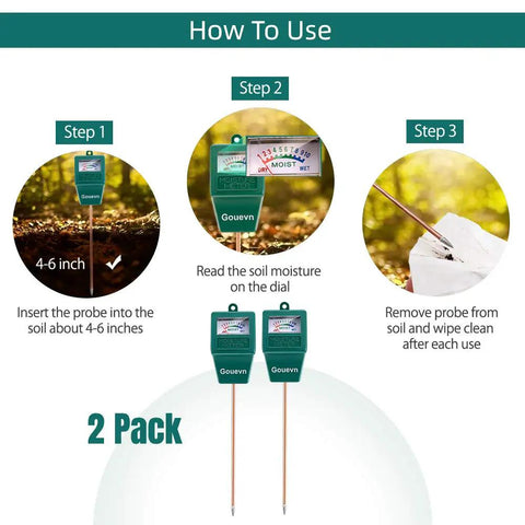 Step-by-step usage of Two Pack Soil Moisture Meter Hygrometer For Indoor And Outdoor Plants, No Batteries Required, Plant Water Meter