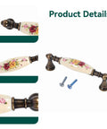 Vintage Ceramic Drawer Handles In Antique Bronze With Elegant Flower Pattern, shown with alloy drawer pulls and screws.