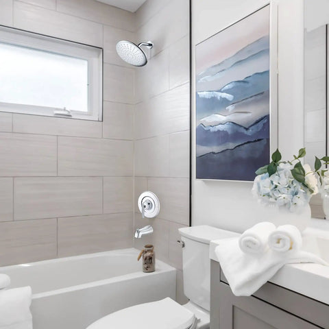 Modern bathroom with Slip Fit Tub Spout With Pull Up Diverter For Half Inch Copper Tube Chrome Finish Durable Metal Construction