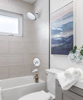 Bathroom with Gibson Posi Temp Valve Trim Kit For 2510 2520 2570 2590 Valves Chrome Finish installed in shower