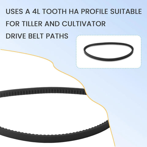 Rear Tine Tiller Drive Belt 4L Tooth HA for tiller and cultivator shown in close-up.