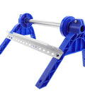 Blue tabletop plastic wrap dispenser with cutter, ideal for easy stretch film wrapping machine manual packaging tool for cling wrap rolls.