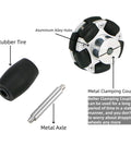60mm Omni Wheel for Robotics with aluminum hubs, rubber tire, metal clamping coupling, and metal axle for omnidirectional movement.