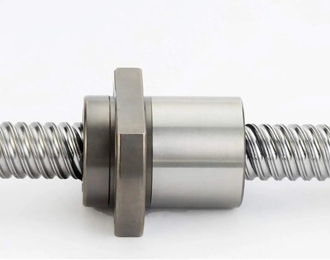 Bulletproof 50mm High Lead Ballscrew With Slick Fifty Millimeter Pitch And 48.82 Inch Rod showcasing tough metal deflector nut.