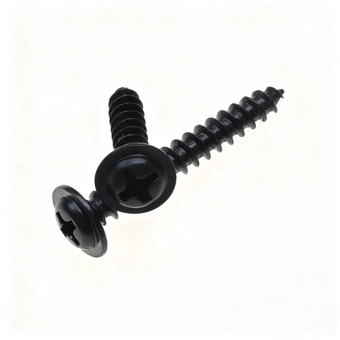 Two screws from 340 Piece Black Zinc Plated Self-Tapping Screw Set M3 to M4.8 for metal, plastic, and wood