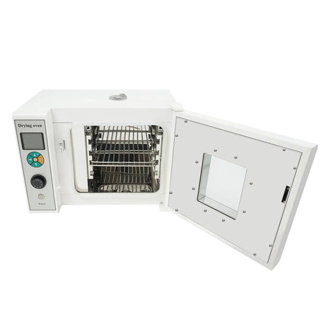 Heavy Duty 800W 110V Electric Convection Oven With Stainless Steel Construction Digital Thermostat Control, open front view.