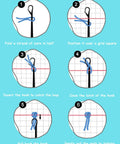 Step-by-step guide for Beginner Friendly Latch Hook Rug Kit For Adults, showing yarn folding, hooking, and tightening on grid squares.