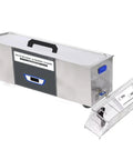 Knockout Grime Buster Heavy Duty 30L Digital Ultrasonic Cleaner With Heater And Timer, stainless steel with removable basket.