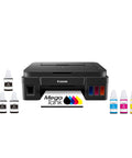 Wireless Supertank All In One Printer With Copier And Scanner Delivers Flawless Mobile Printing And Huge Refillable Ink Tanks, Canon printer with ink bottles.