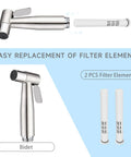 Handheld Bidet Sprayer With Built In Filter And Adjustable Water Pressure Stainless Steel Jet Spray For Toilet components shown