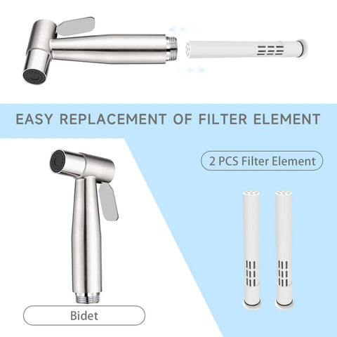 Handheld Bidet Sprayer With Built In Filter And Adjustable Water Pressure Stainless Steel Jet Spray For Toilet components shown