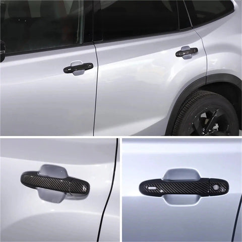 Heavy Duty Car Door Handle Cover Protection Guard Compatible Subaru Ascent 2019 2025 Easy Install No Tools Needed Shields From Scratches Dust Oxidation Keeps Your Auto Exterior Looking Sharp and Clean During Bad Weather for Long Term Use black carbon fiber door handle covers on Subaru Ascent