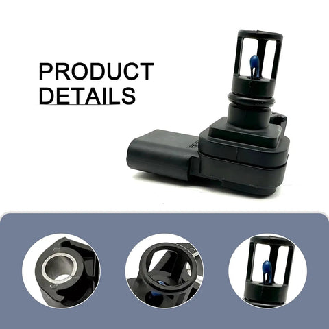 Heavy Duty Intake Air Pressure And Temperature Sensor Replacement Direct Fit For OE 12681993 0828000630 in black ABS casing.