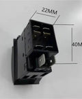 Close-up of a 22mm x 40mm durable switch connector part from the 5 Piece Golf Cart Accessory Kit With Essential Gear For Golf Cars.