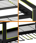 Close-up of 32 Inch Wide Heavy Duty Metal Power Tool Organizer Wall Mount With Four Tier Racks And Drill Hanger Eight Drill Holders