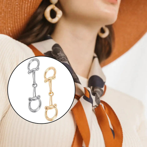 4 Piece Horse Bit Buckle Set In Silver And Gold D Ring Snaffle Bit Connectors Double Silk Scarf Ring used on woman's scarf