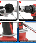 Four-step setup guide for Drill Shears Attachment For Cutting 0.3 To 1.0 mm Metal Sheets Nibbler Drill Attachment Sheet Metal Cutter Tool