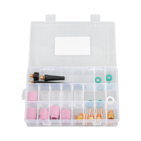 Pro Grade 37 Piece TIG Welding Gas Lens Kit For WP 9 20 25 Torches With 10 Cup Glass Cups Alumina Nozzles Collets and accessories