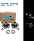 Front Wheel Bearing And Hub Kit For Subaru Cars 2003 To 2006 Baja, 1999 To 2008 Forester visible with 2 bearings and 2 hubs