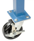 Greased swivel caster detail from Hardcore Mobile Workbench With Padlockable Steel Security Cabinet And Real Maple Butcher Block.