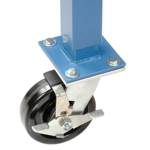 Greased swivel caster detail from Hardcore Mobile Workbench With Padlockable Steel Security Cabinet And Real Maple Butcher Block.