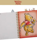 Open Winnie The Pooh Tab Journal Notebook With 96 Lined Pages, Spiral Bound 8x7 Inch White Vinyl Cover, Pooh illustration on divider