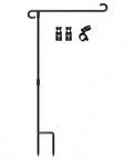 Sturdy wrought iron garden flag stand for outdoor use with assembly pieces, keeps 12.5 by 18 inch garden flags upright all season display