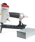 Heavy Duty Pneumatic Upholstery Stapler With 2 Inch Long Nose For Tight Corners 22 Gauge 1/4 To 5/8 Inch Staples 3/8 Inch Crown