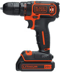 Side view of 20V Max Cordless Drill Driver Kit With Battery And Charger Includes Double Ended Bit Lightweight 3.15 Lbs 11 Position Clutch