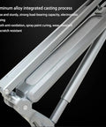 Close-up of Hella Stable Mobile Standing Desk featuring aluminum alloy integrated casting process, sturdy design and smooth finish.